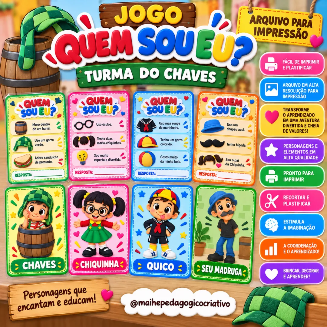 Jogo Quem Sou Eu? Turma do Chaves - Educação infantil - Arquivo Digital