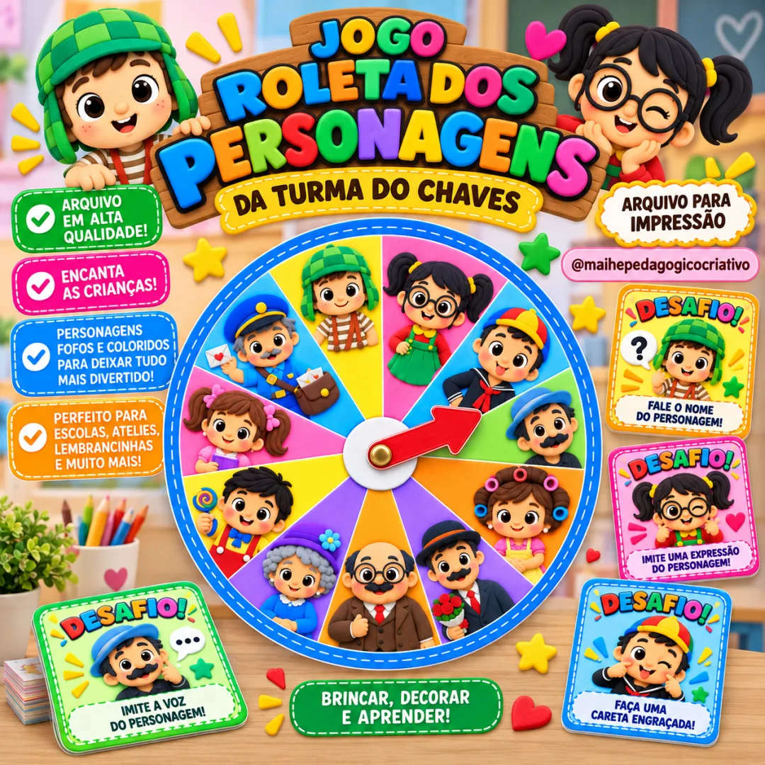 Jogo Roleta Dos Personagens — Turma Do Chaves - Educação Infantil - Arquivo Digital
