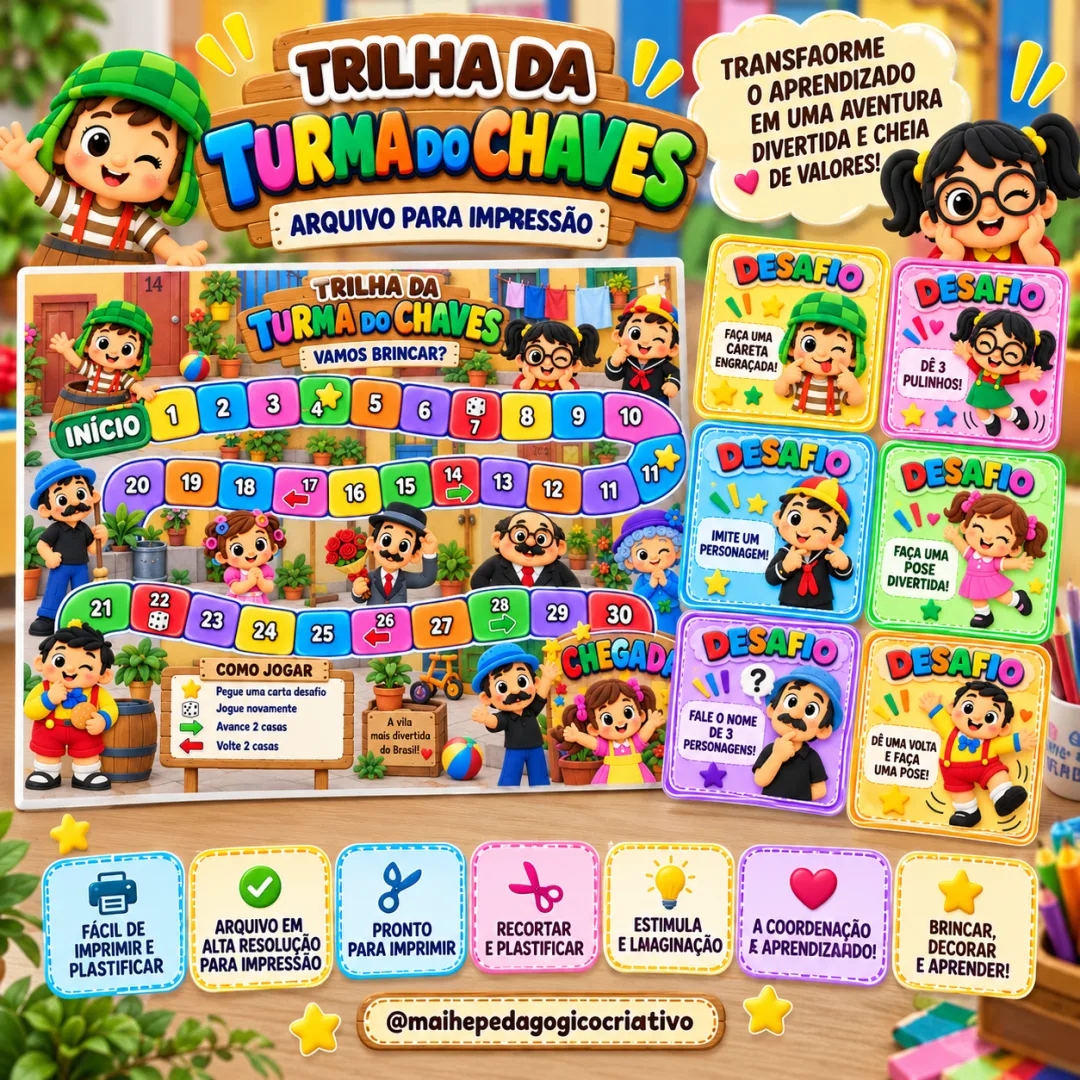 Jogo Trilha Da Turma Do Chaves - Educação Infantil - Arquivo Digital 