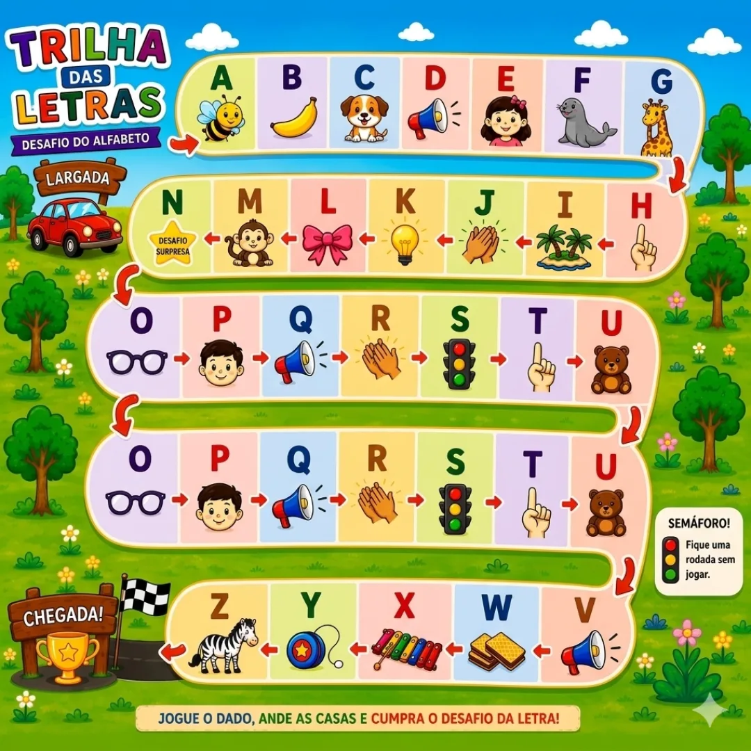 Jogo Trilha das Letras - Arquivo em PDF - Alfabetização