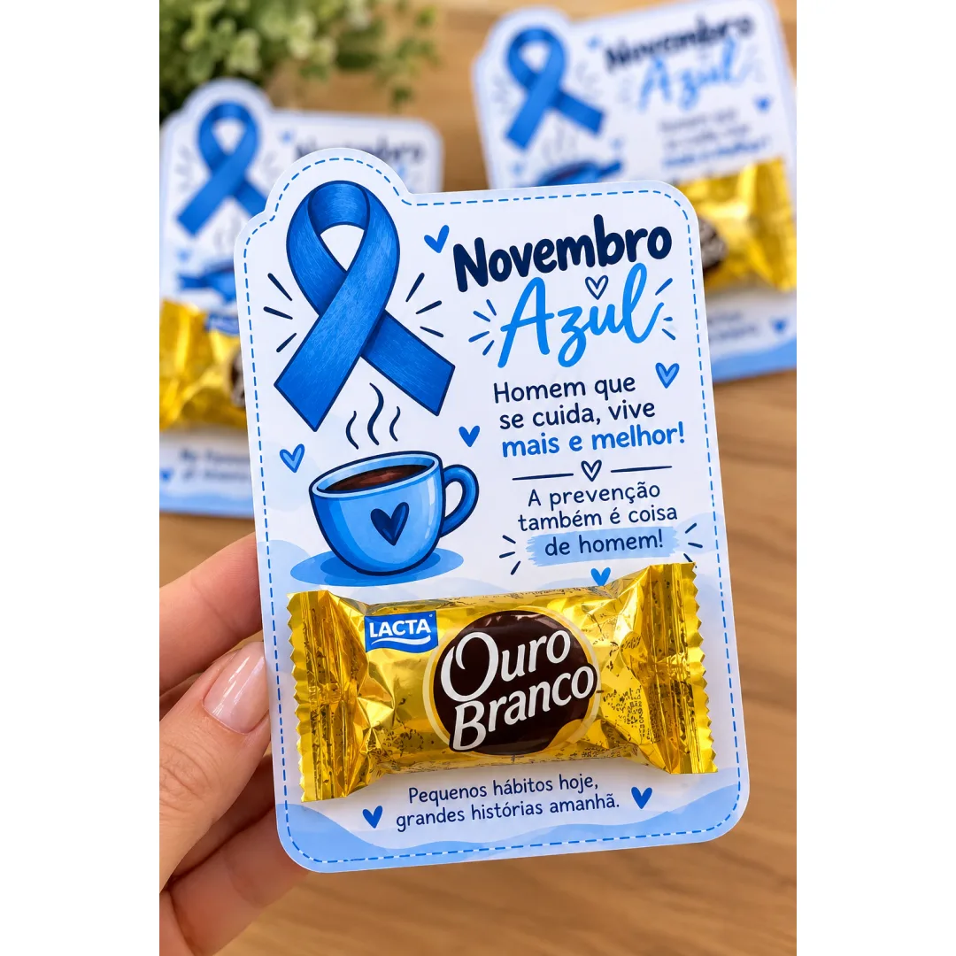 Kit 8 Tags Novembro Azul para Lembrancinhas - PDF para Imprimir
