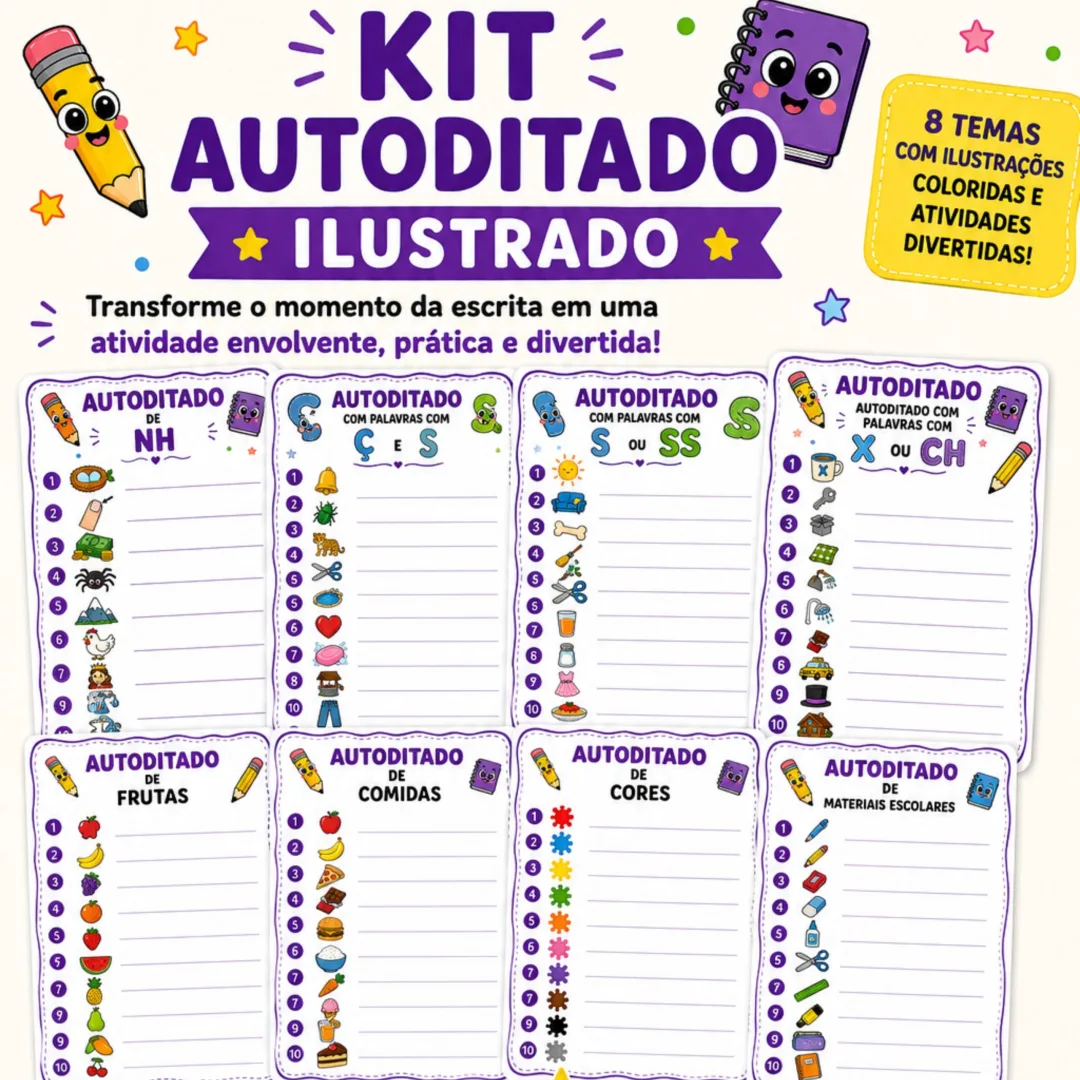 KIT AUTODITADO ILUSTRADO – ALFABETIZAÇÃO DIVERTIDA