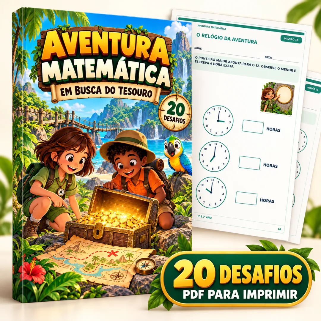 Kit Aventura Matemática com 20 Desafios para 1º e 2º Ano em PDF