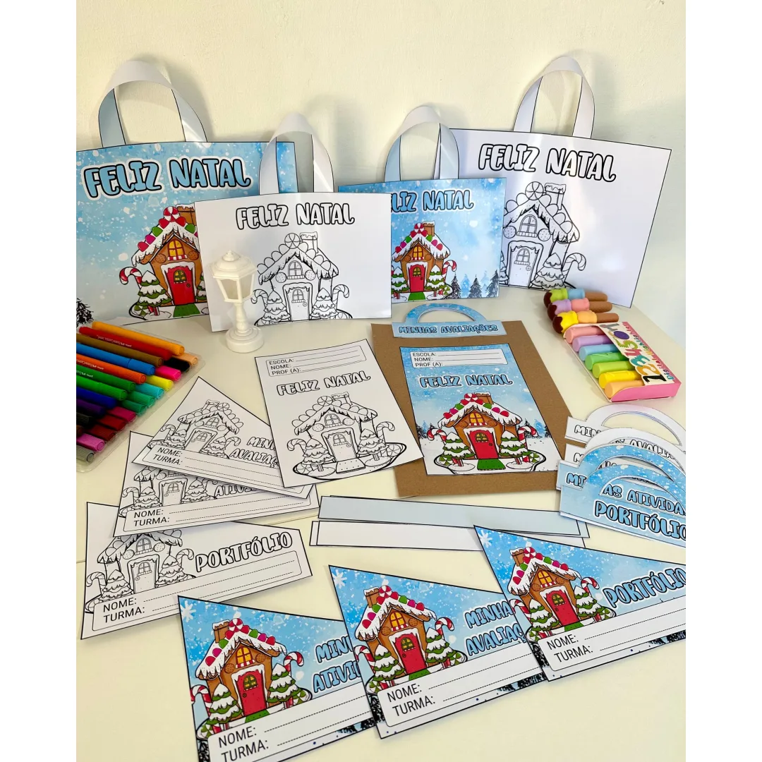Kit Capas de Atividades Casinha de Natal — Envelopes e Sacolas em PDF