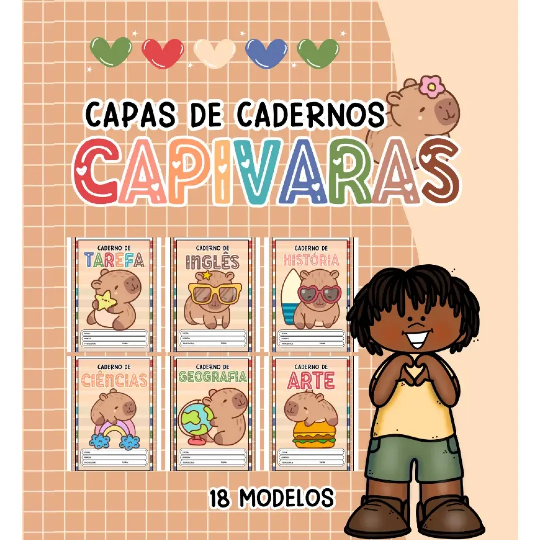 Kit Capas Para Caderno - Capivara