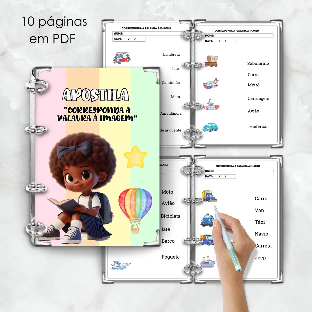 Kit com 10 apostilas de português e matemática Alfabetização e AEE adaptadas