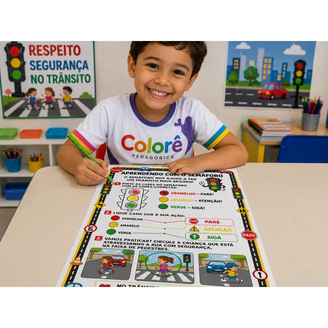 KIT COM 3 FOLHAS DE ATIVIDADES SEMANA DO TRÂNSITO. 