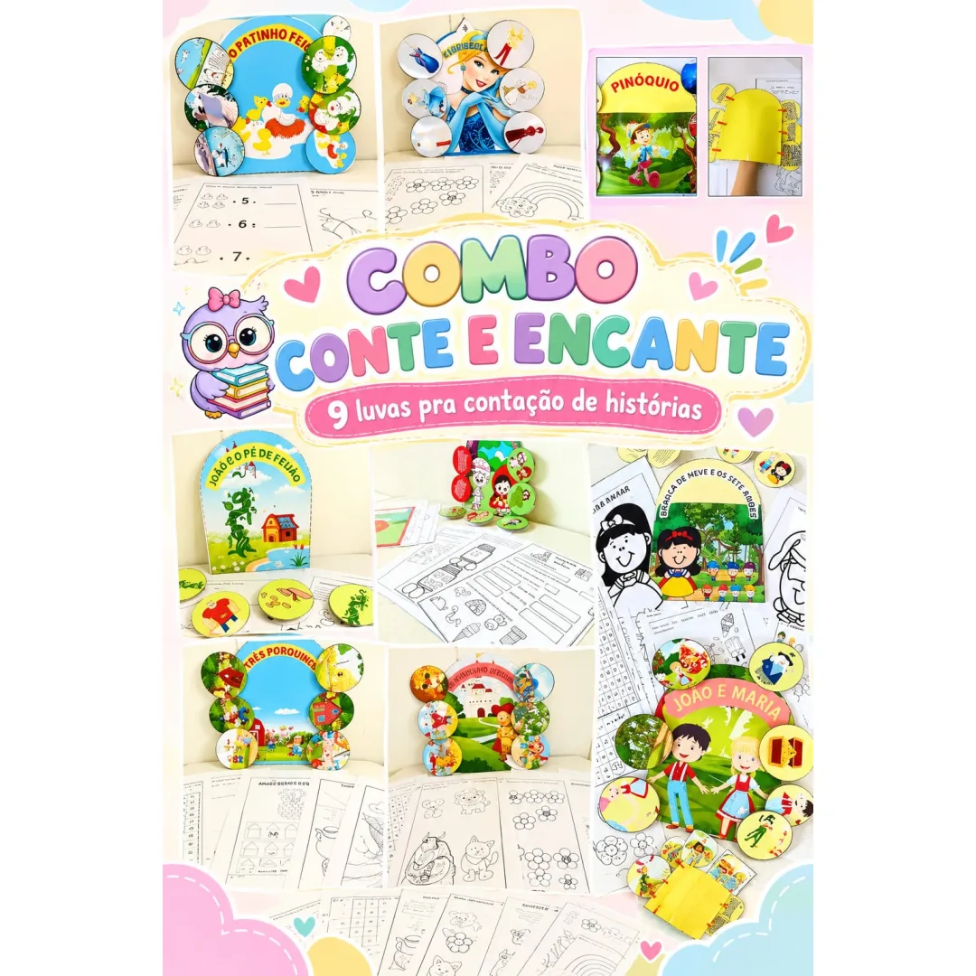 Kit Conte e Encante - Pré-escola e 1º Ano - PDF com 9 Luvas + bônus