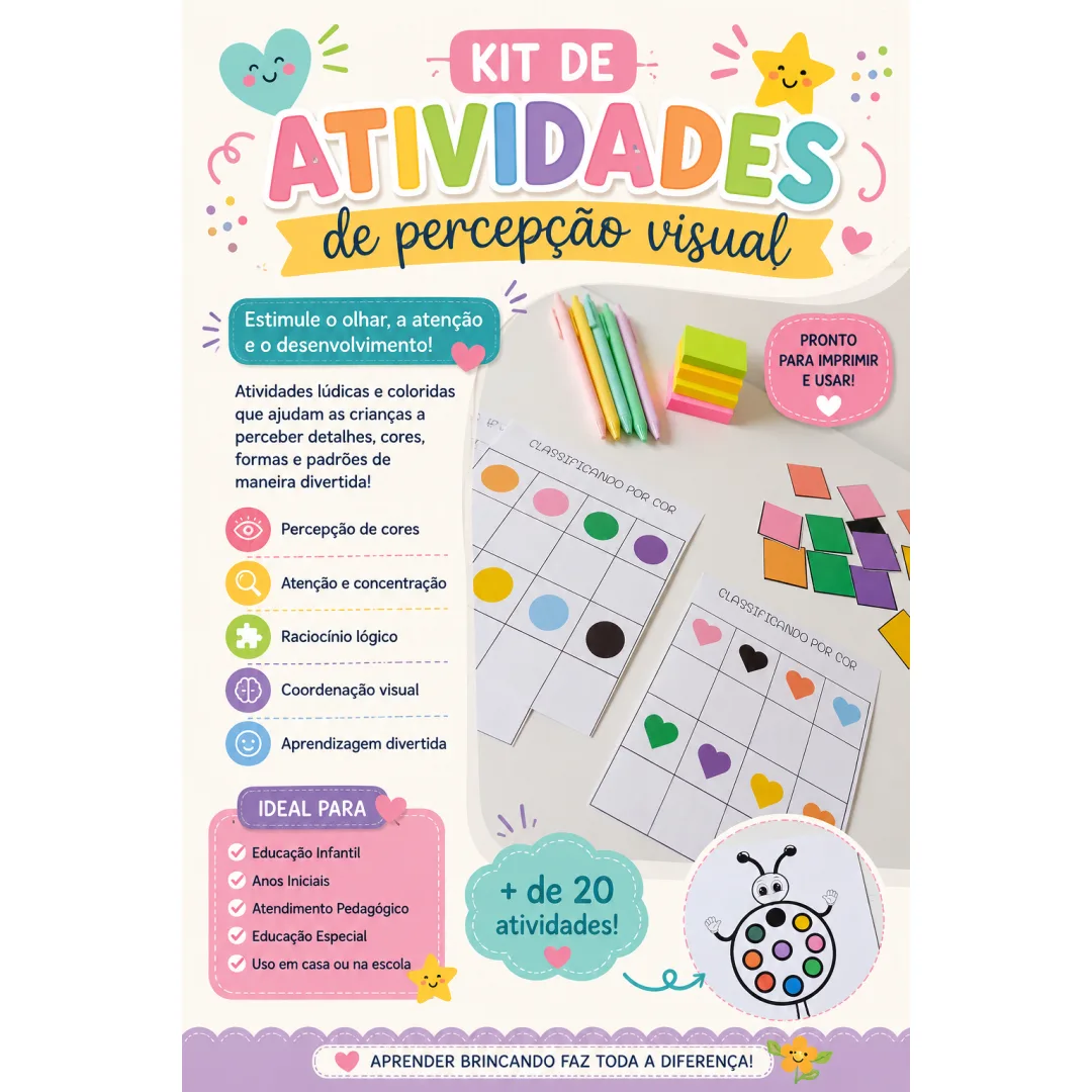 Kit de atividades de percepção visual