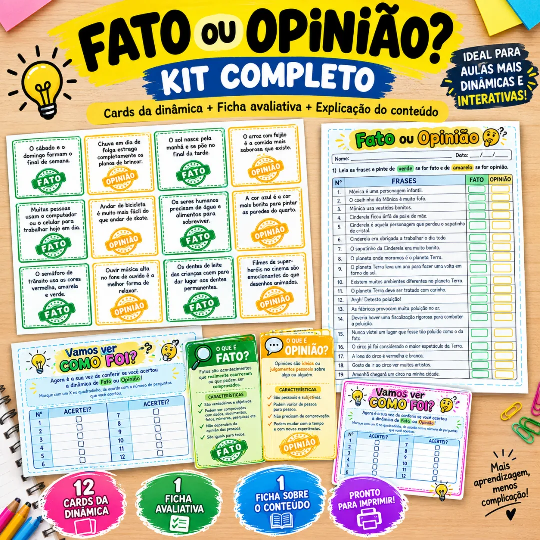KIT DE ATIVIDADES: FATO OU OPINIÃO?