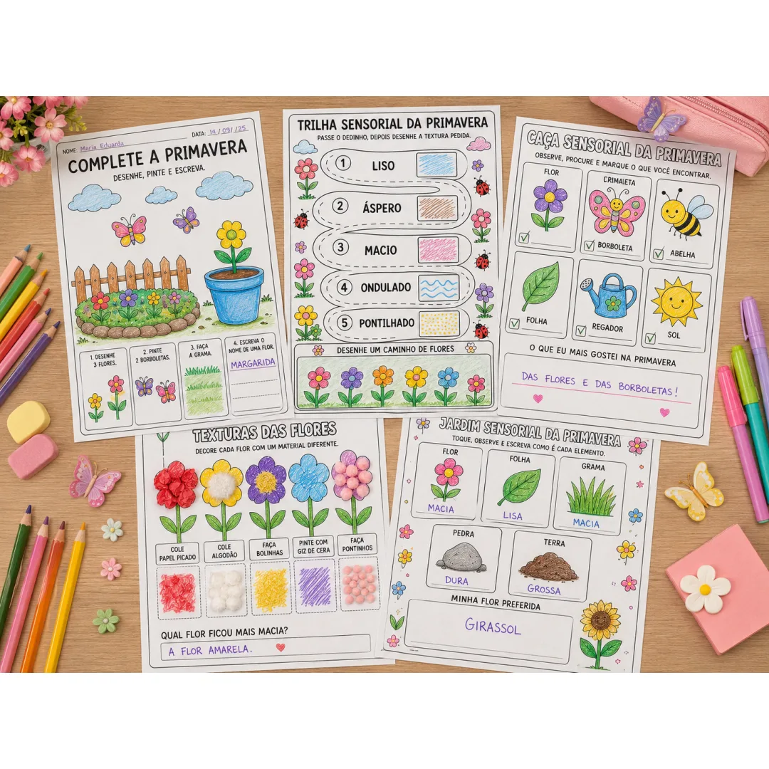 Kit de Atividades Sensoriais para 1º Ano– Primavera em PDF