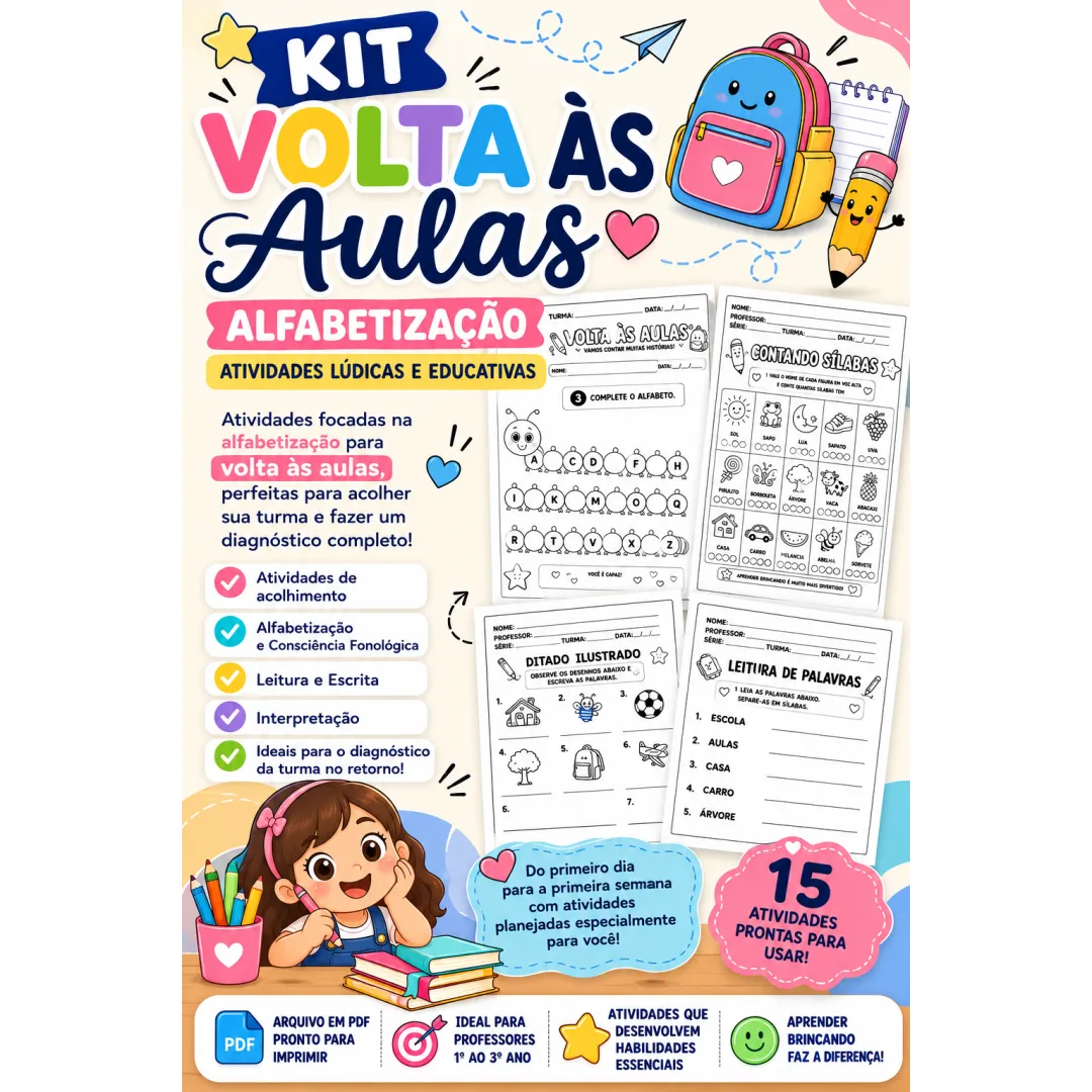 Kit de Atividades Volta ás Aulas - Alfabetização