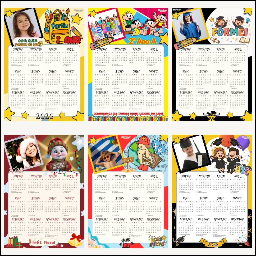 ⭐ KIT DE CALENDÁRIOS 2026 EDITÁVEL ⭐