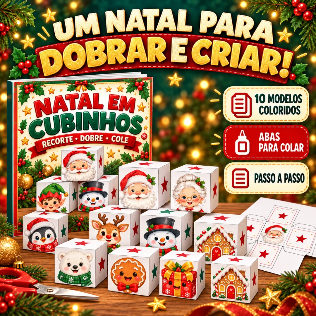 Kit de Dobraduras de Natal em Cubinhos em PDF
