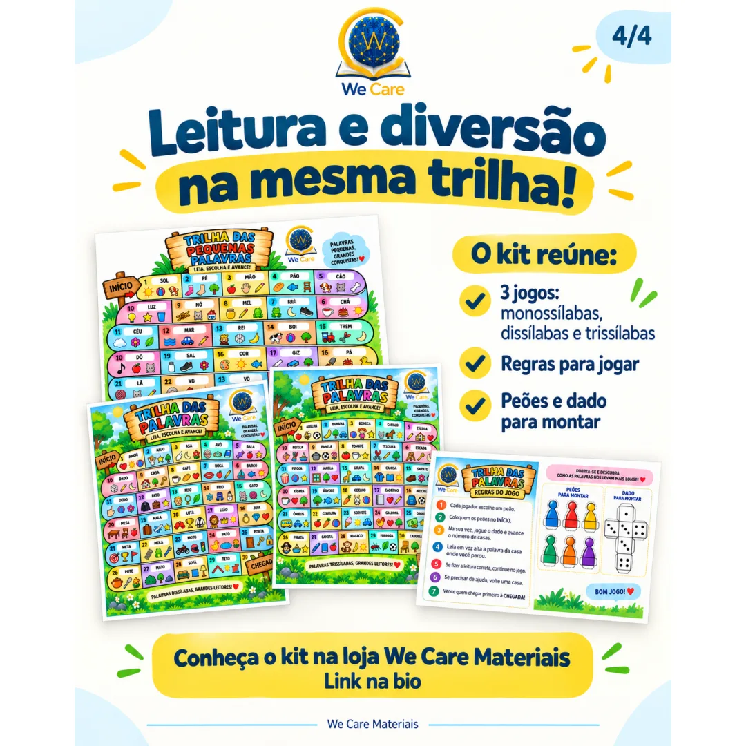Kit de jogos de tabuleiro para alfabetização 1º, 2º,3º,4º e 5º anos em PDF