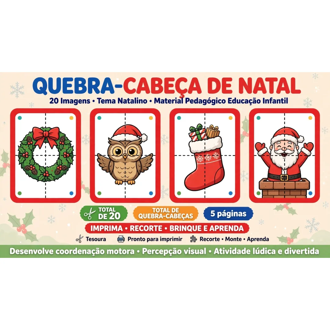 KIT DE QUEBRA-CABEÇAS DE NATAL - 20 IMAGENS - PDF