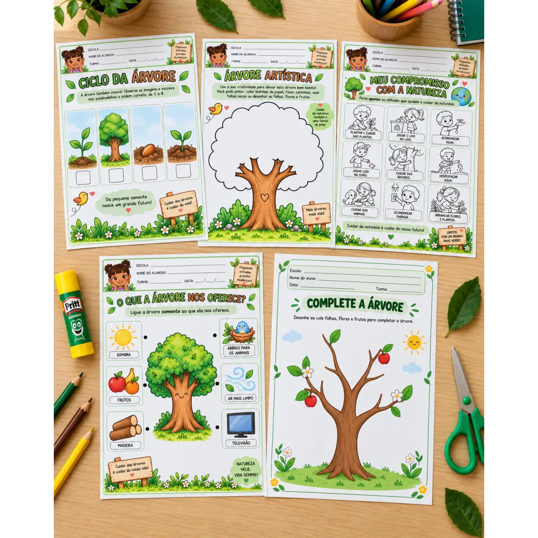 KIT DIA DA ÁRVORE - ATIVIDADES, VISEIRA, LEMBRANCINHAS E MUITOS MAIS PARA EDUCAÇÃO INFANTIL