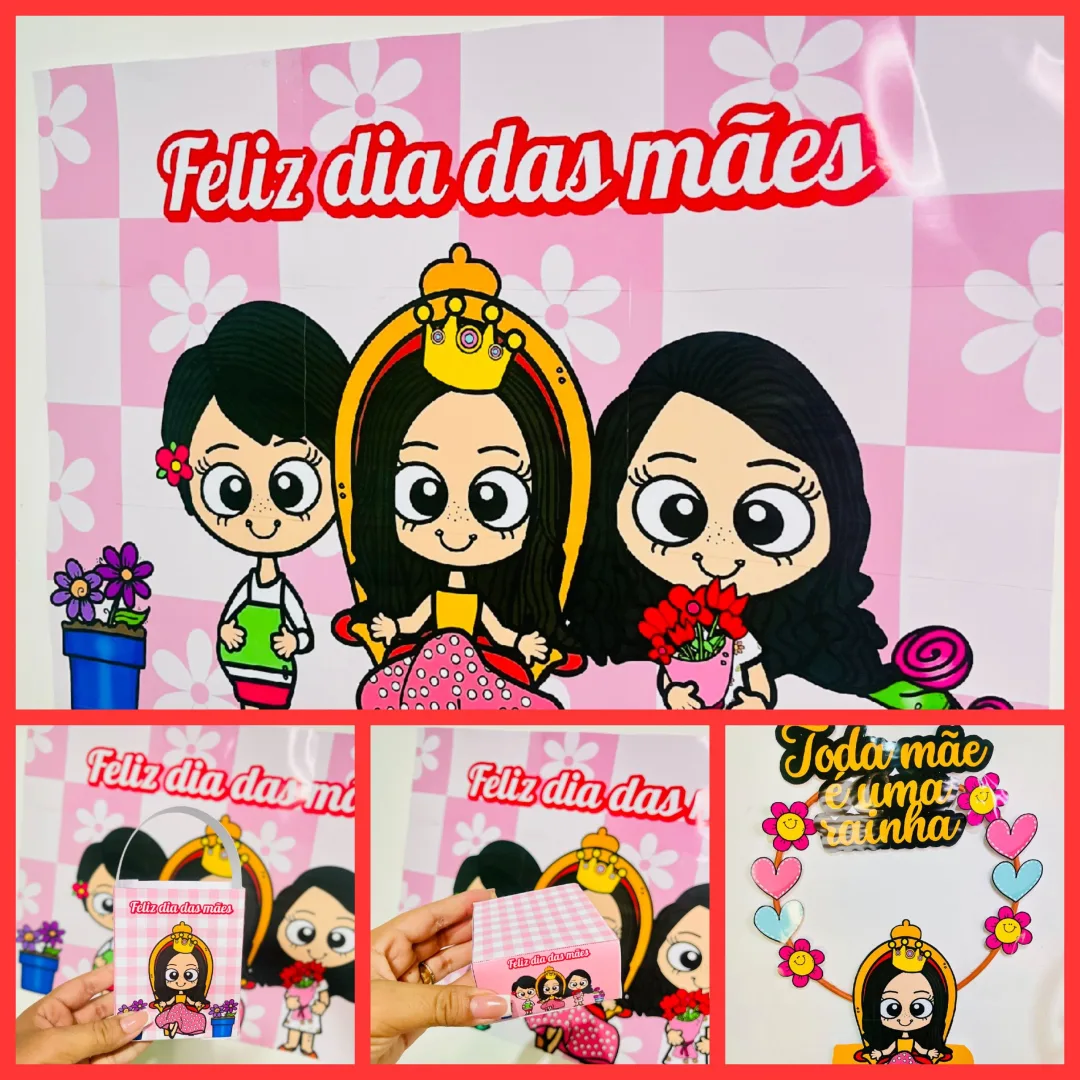 KIT DIA DAS MÃES: PAINEL + LEMBRANCINHA  + MOLDURA / BAMBOLÊ  PARA FOTO
