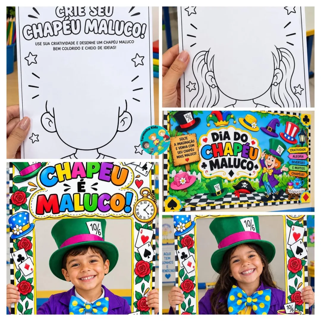🎩✨ KIT DIA DO CHAPÉU MALUCO 🎩✨ Prepare uma comemoração superdivertida e cheia de criatividade para o DIA DO CHAPÉU MAL