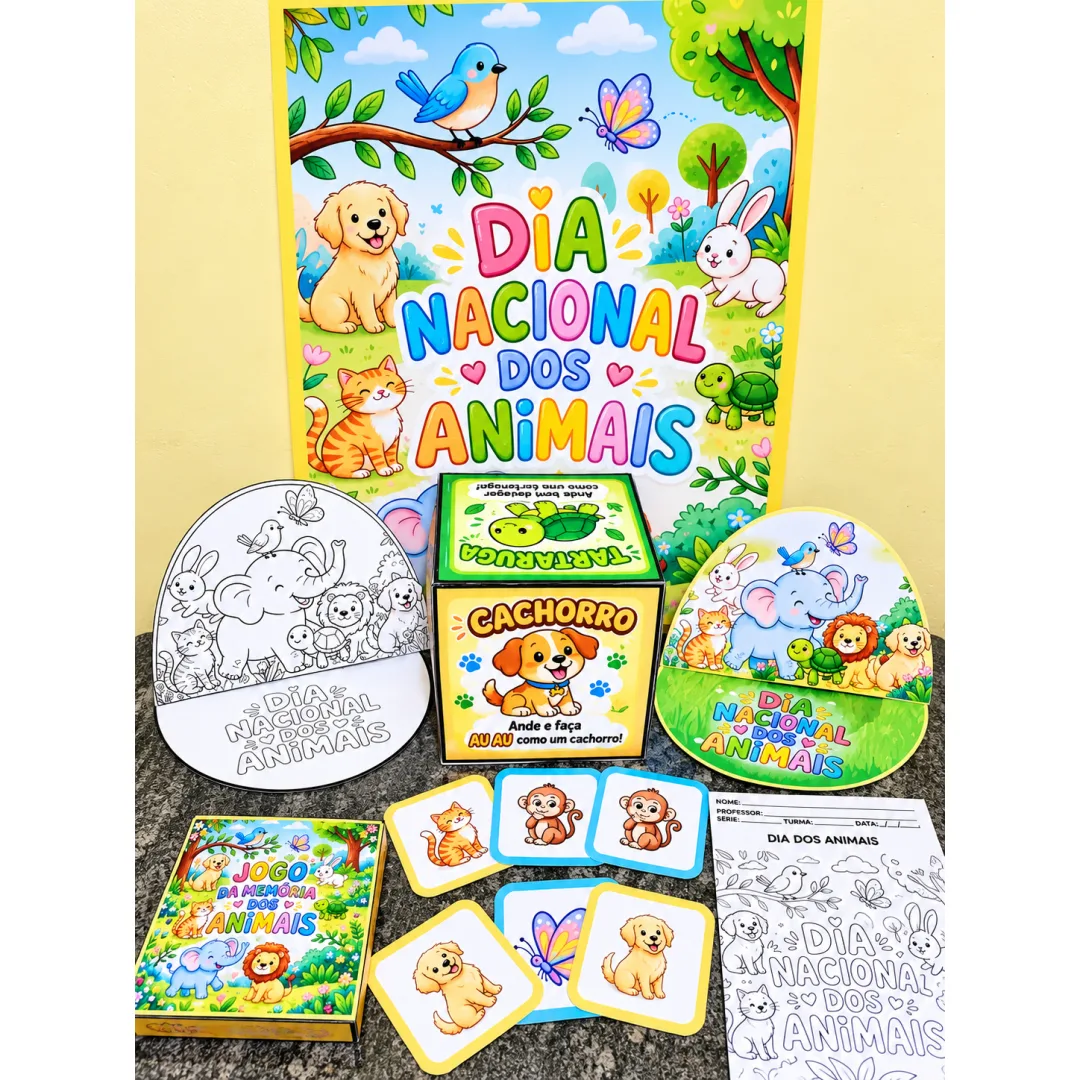 Kit Dia Nacional dos Animais em PDF - Educação Infantil