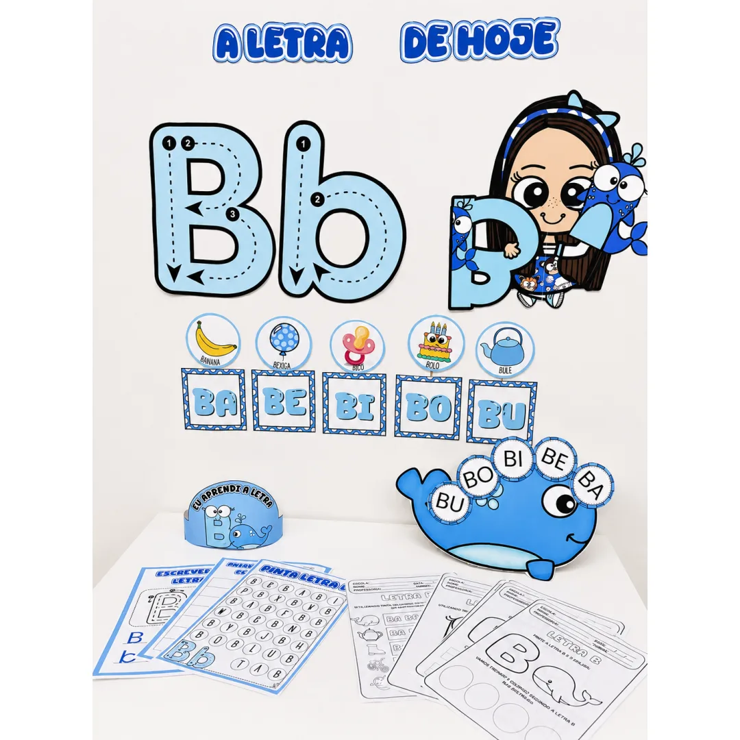 Kit educativo letra B de baleia