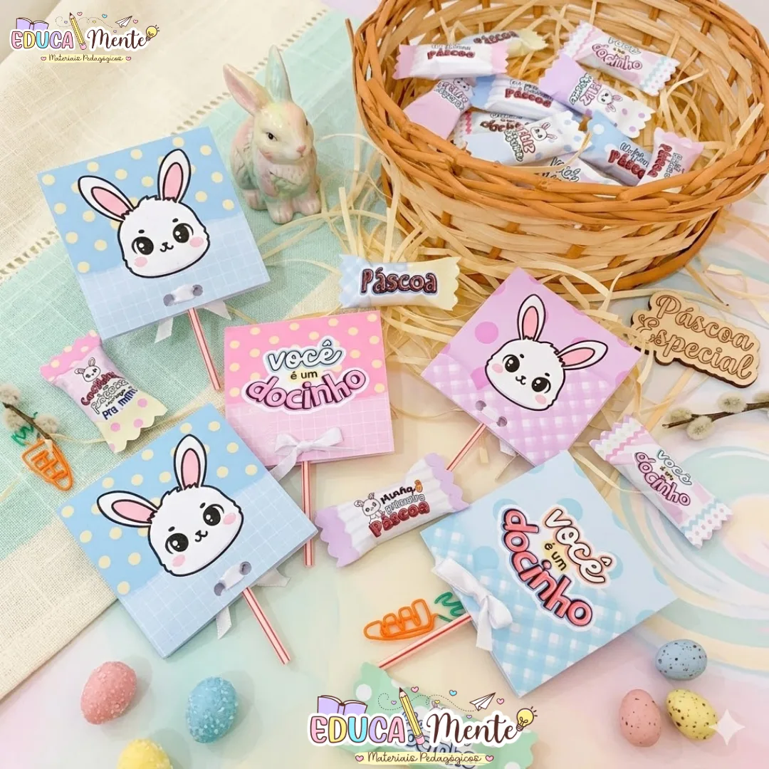 🐰🩷 KIT EMBALAGENS DE PIRULITO E BALINHAS PARA PÁSCOA