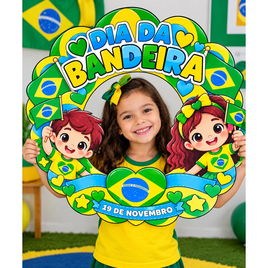 Kit Escolar Dia da Bandeira com Moldura Fotos PDF - Educação infantil