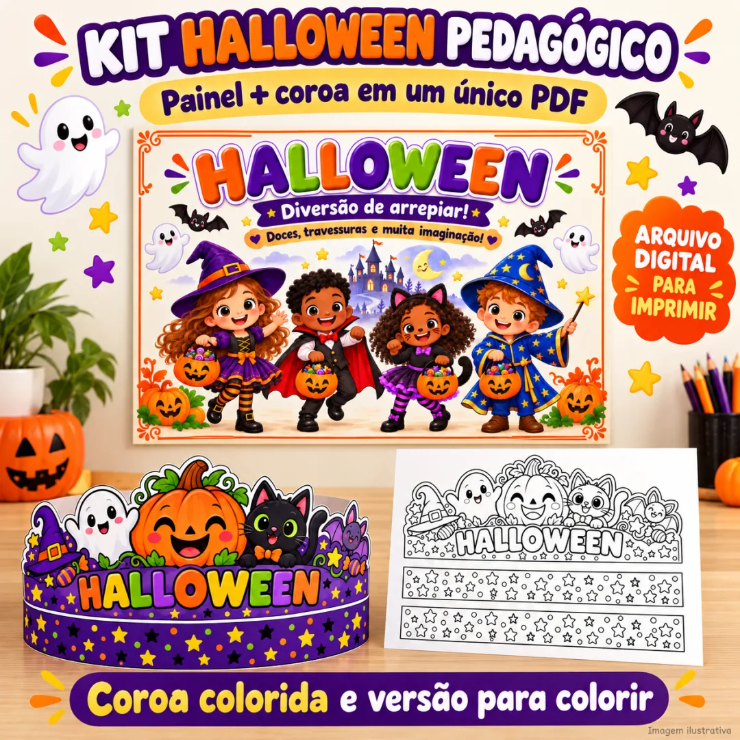 Kit Halloween – Painel + Coroa PDF - Ed. Infantil ao 5º ano EFI