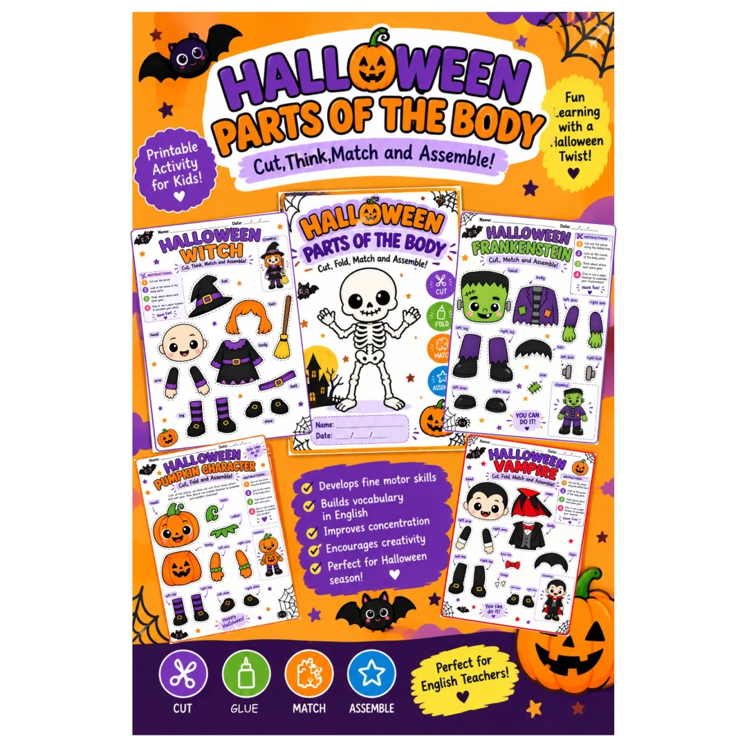 Kit Halloween Partes do corpo em inglês 1 a 5 anos Pdf