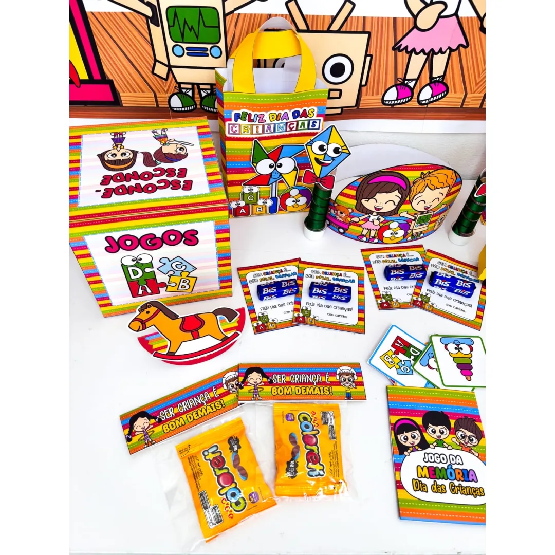 🌈KIT LEMBRANCINHAS – DIA DAS CRIANÇAS | TEMA BRINQUEDOS🎉🪀🎠🧸  SOMENTE HOJE 💰*R$ 7,00*  ✨ Um kit completo, criativo 