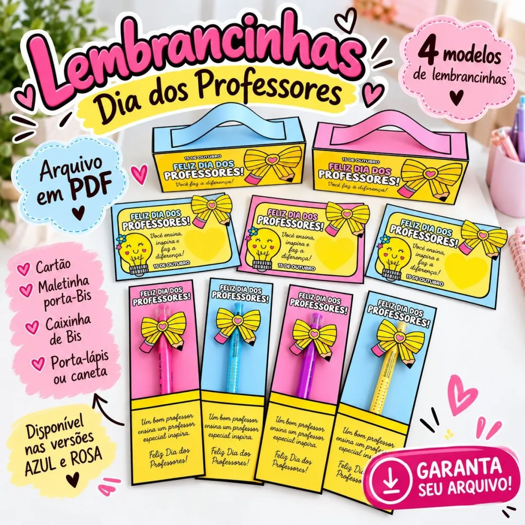 Kit Lembrancinhas Dia dos Professores em PDF 