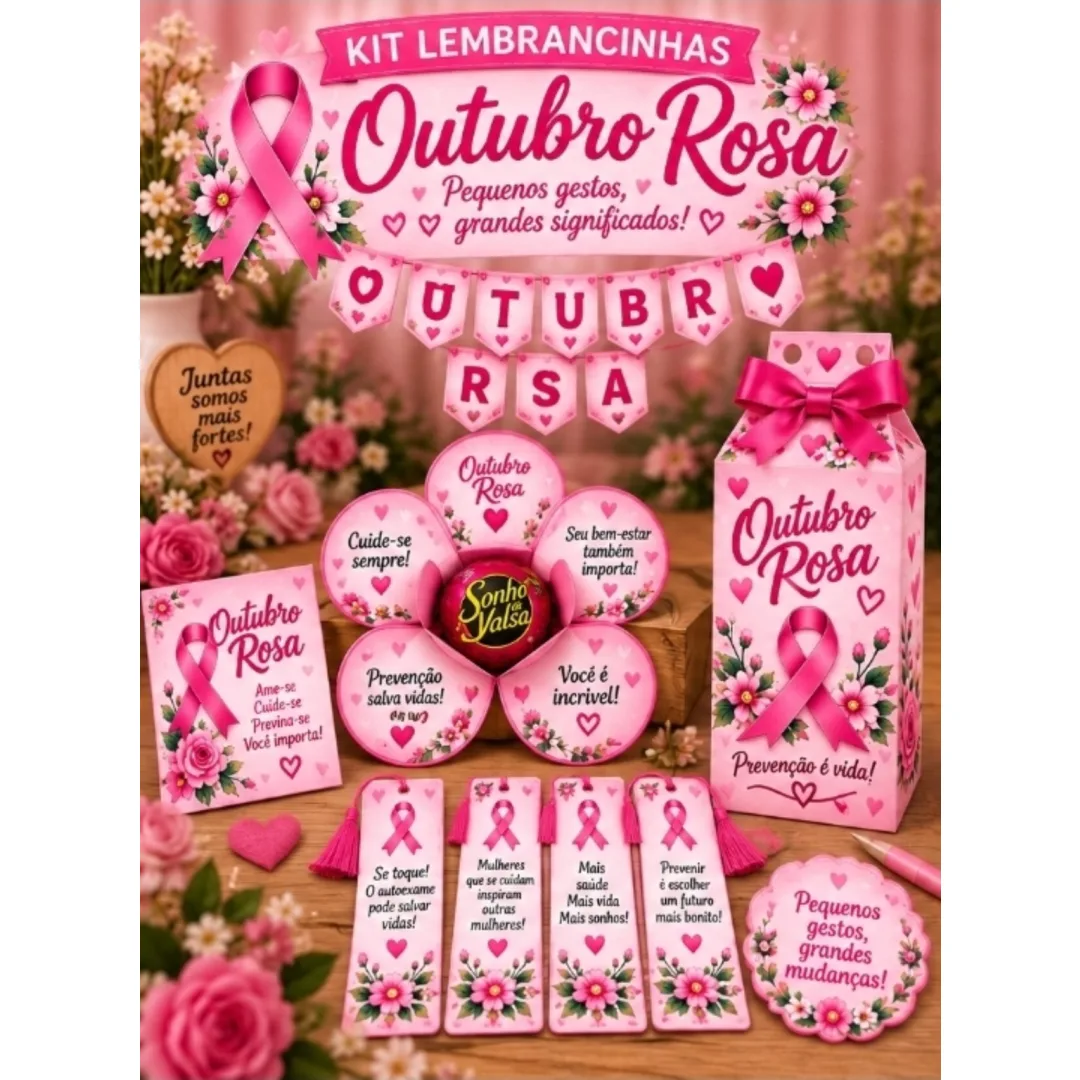 Kit Lembrancinhas Outubro Rosa Pdf - 5 Páginas Educação Infantil e Fundamental 