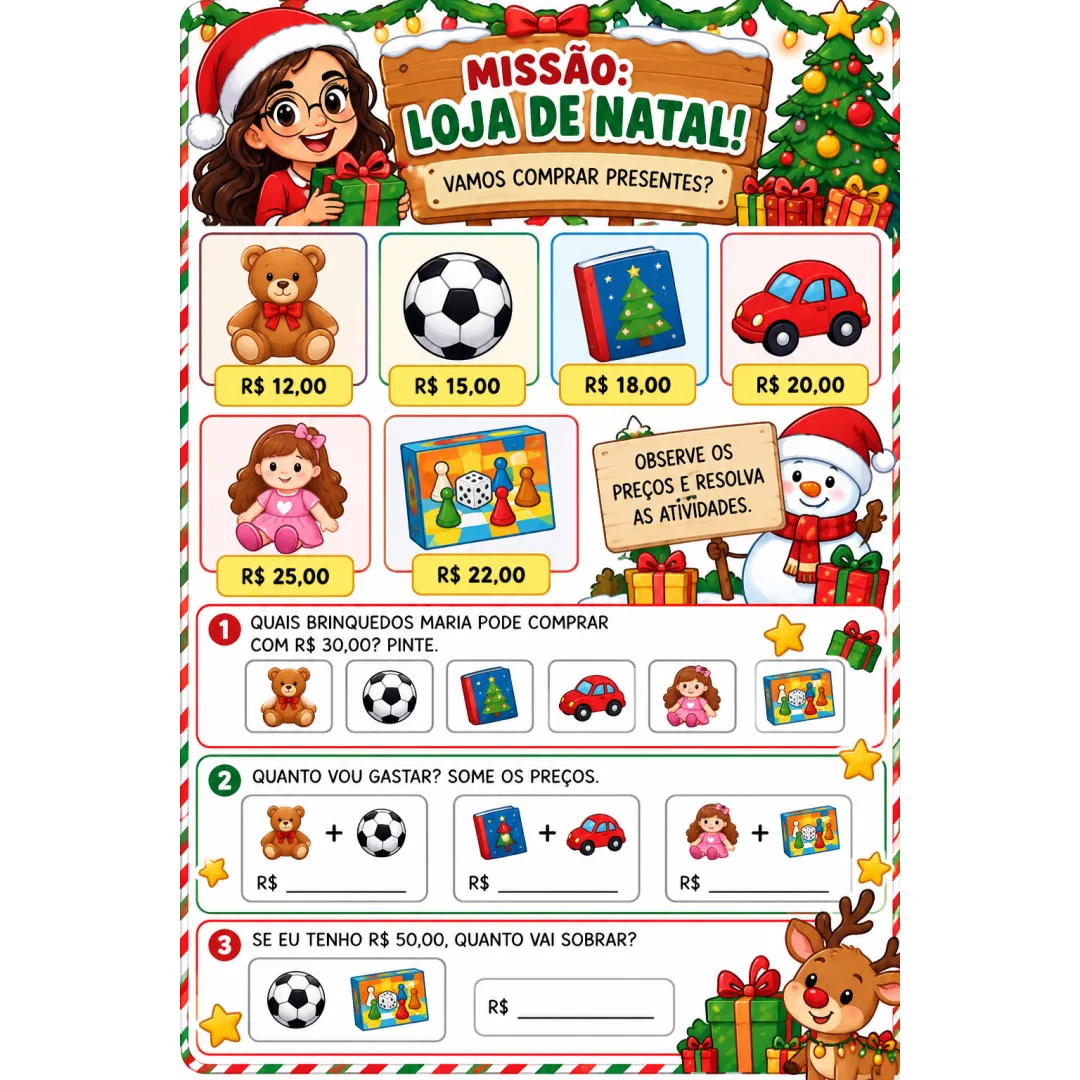 Kit Loja de Natal e Missão de natal – Matemática – 2º Ano – PDF