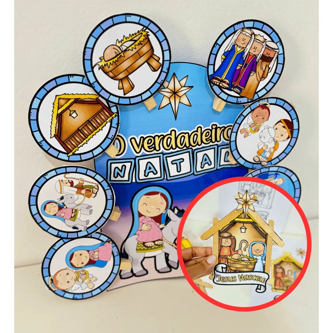 Kit Luva o Verdadeiro Natal + Presépio de Palitos