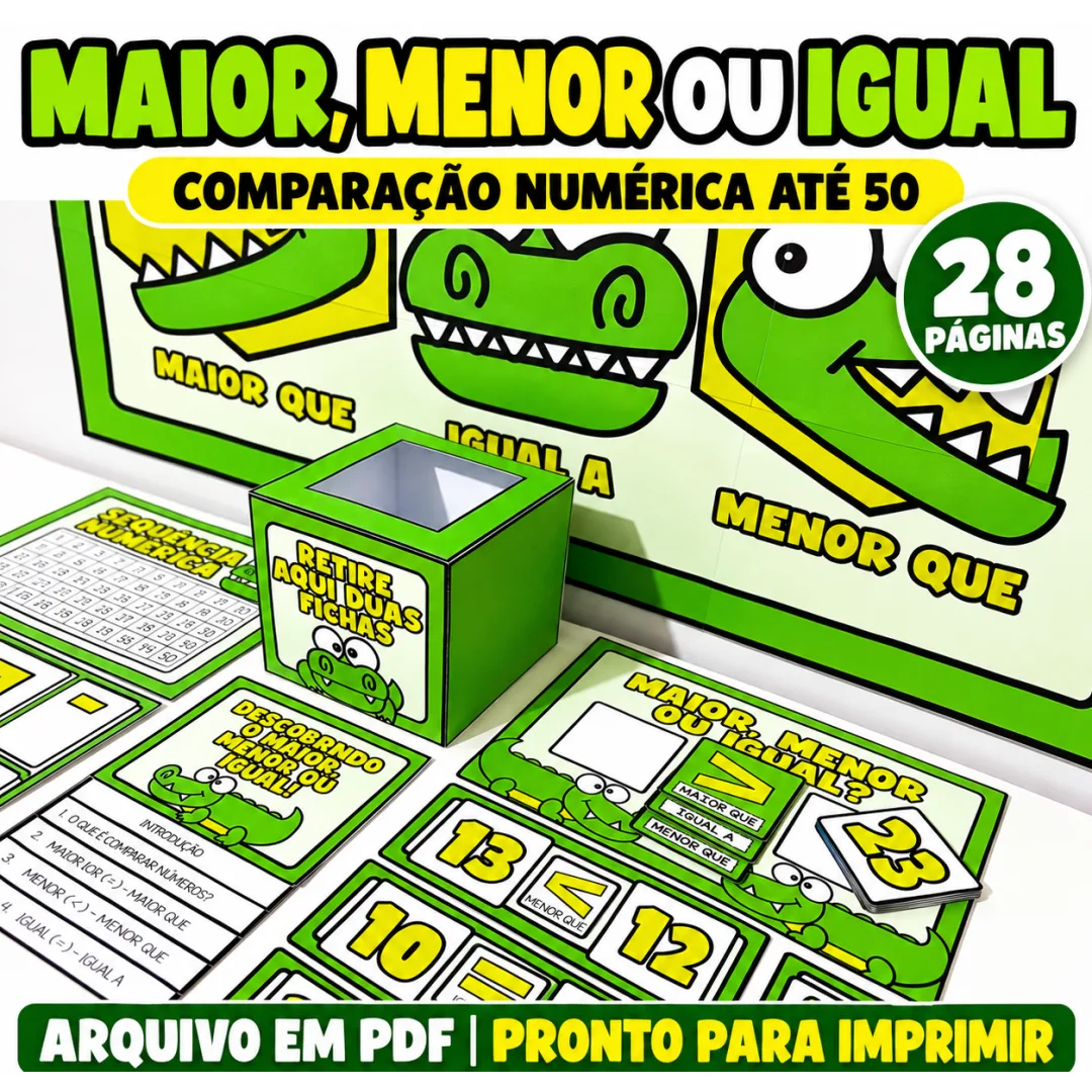 Kit Maior, Menor ou Igual - Jogos de Comparação Numérica em PDF