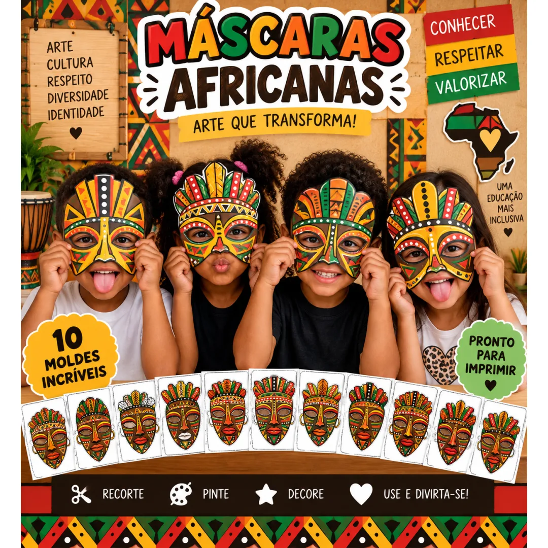 KIT MÁSCARAS AFRICANAS - ARQUIVO EM PDF.