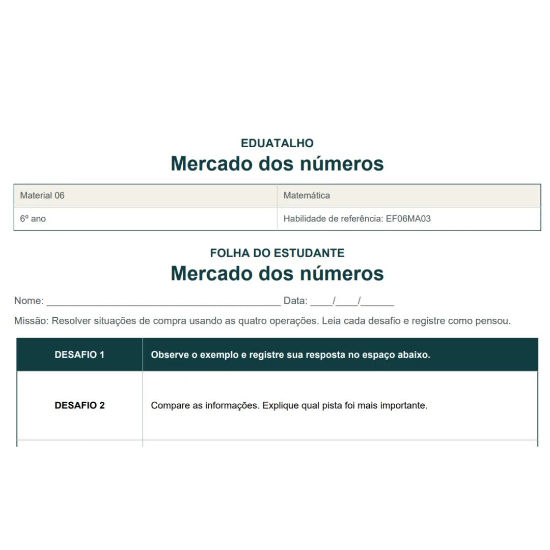 Kit Matemática em Ação – 5 Atividades do 6º ao 9º Ano em PDF