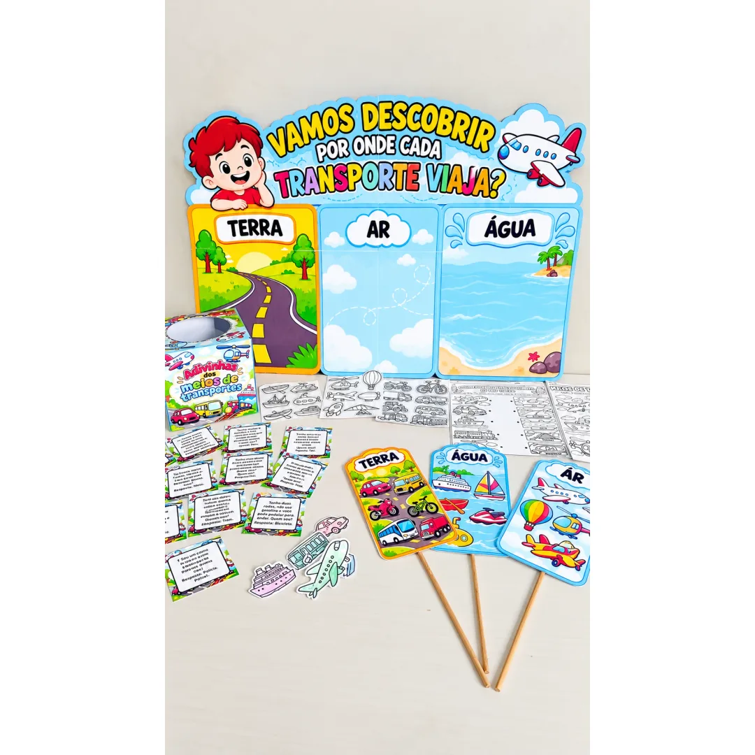 Kit Meios de Transporte – Vamos Descobrir por Onde Cada Transporte Viaja? em PDF - 1º Ano