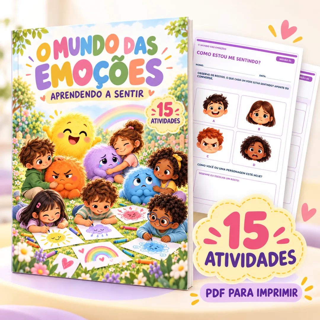 Kit Mundo das Emoções com 15 Atividades Socioemocionais para Educação Infantil e 1º Ano em PDF