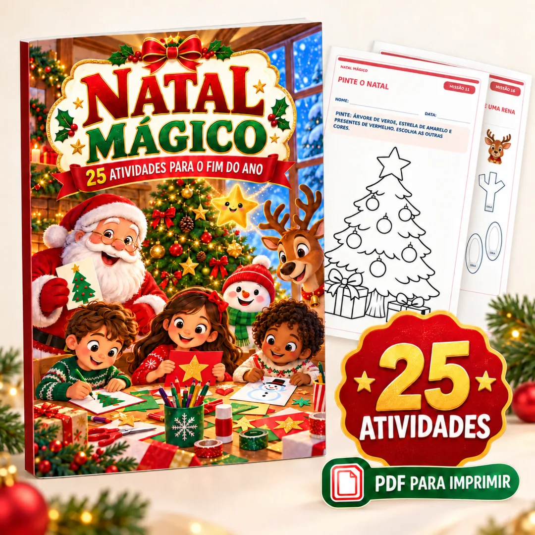 Kit Natal Mágico com 25 Atividades Educativas para Educação Infantil e 1º e 2º Ano em PDF