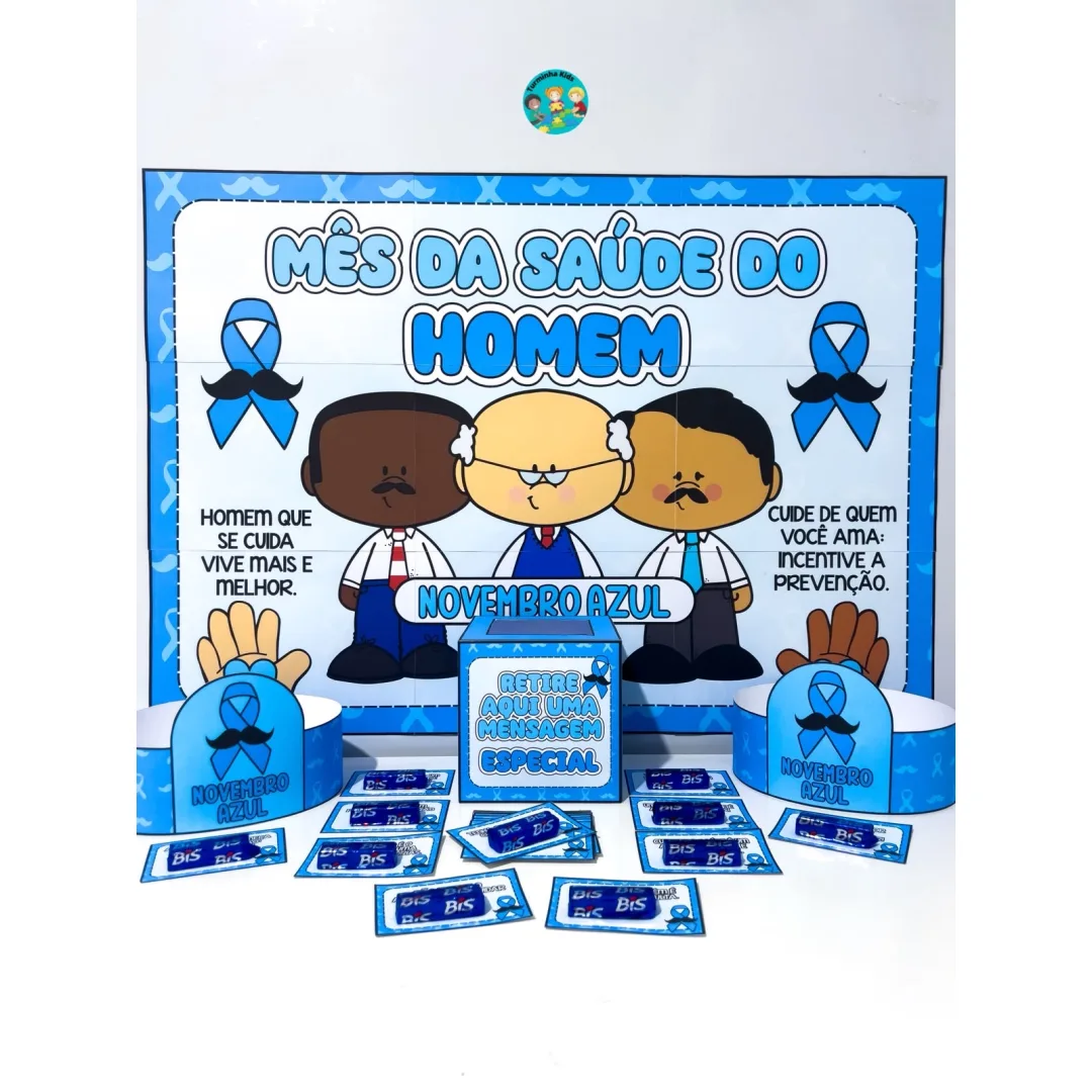 💙 🌈KIT PAINEL E LEMBRANCINHAS – NOVEMBRO AZUL 💙  💰7,50  💙Espalhe conscientização de forma leve e educativa!  ✨ Este