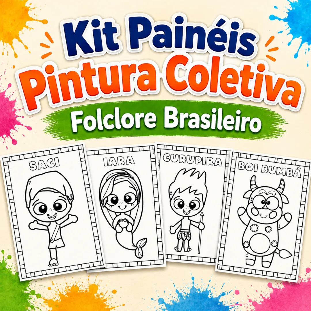Kit Painéis Pintura Coletiva Folclore Brasileiro