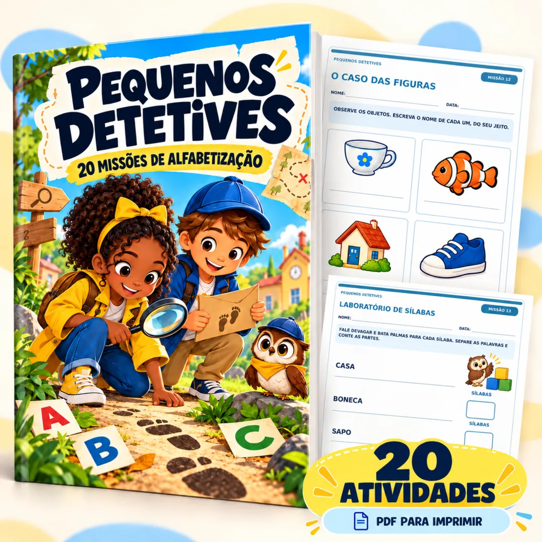 Kit Pequenos Detetives com 20 Atividades de Alfabetização em PDF