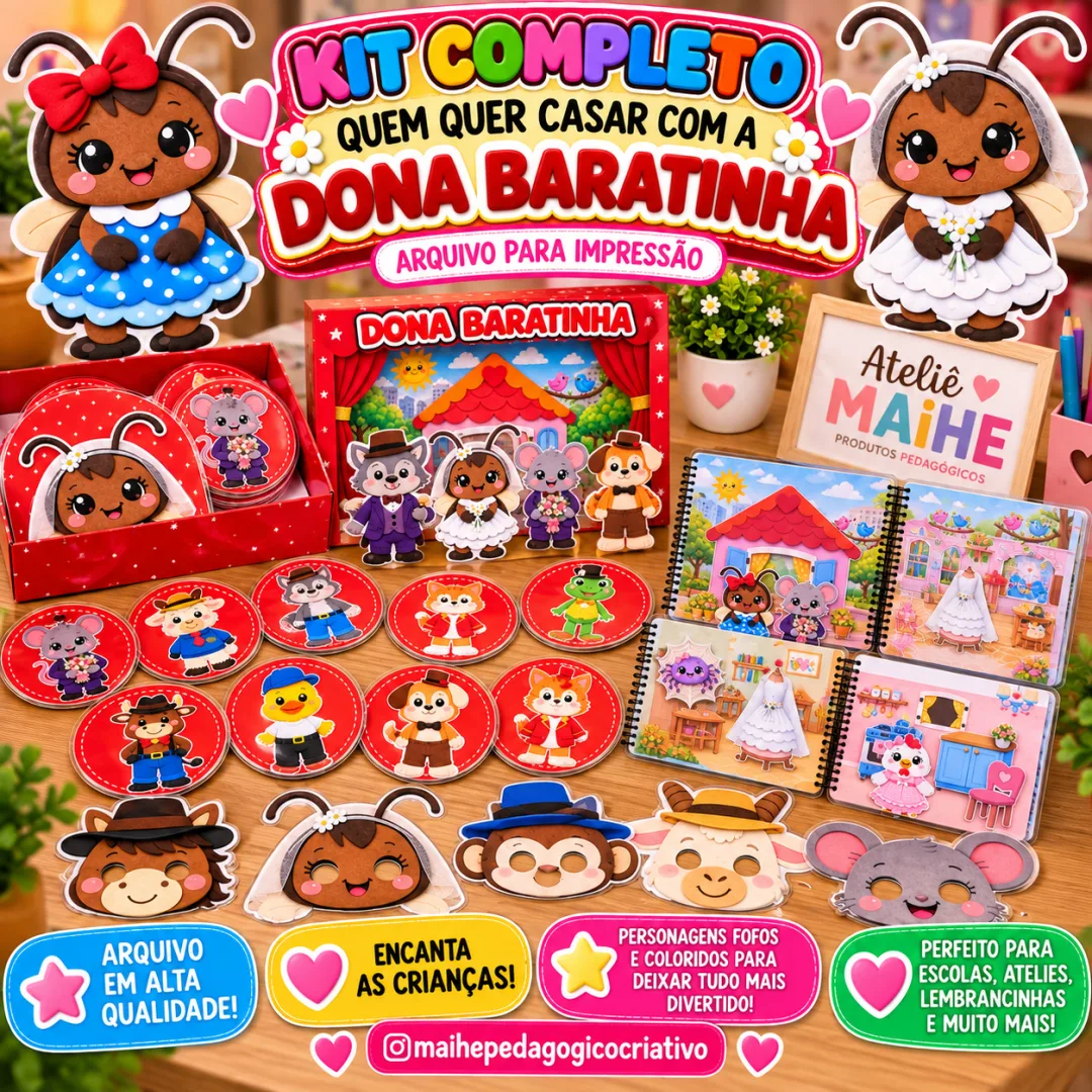 Kit Quem Quer Casar Com a Dona Baratinha - Educação Infantil - Arquivo Digital