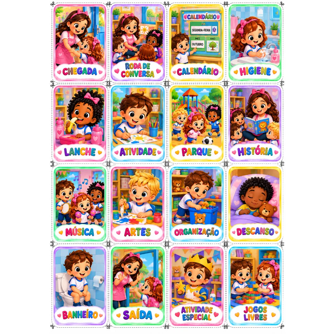 Kit Rotina Visual Infantil - Turminha da Tia Quel - PDF para Educação Infantil
