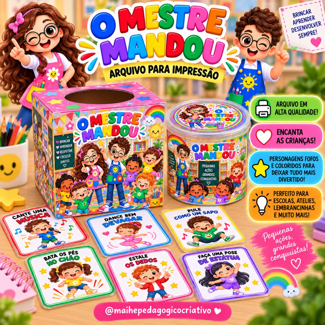 O Mestre Mandou - Lata/Caixa - Kits de Alfabetização - Arquivo Digital