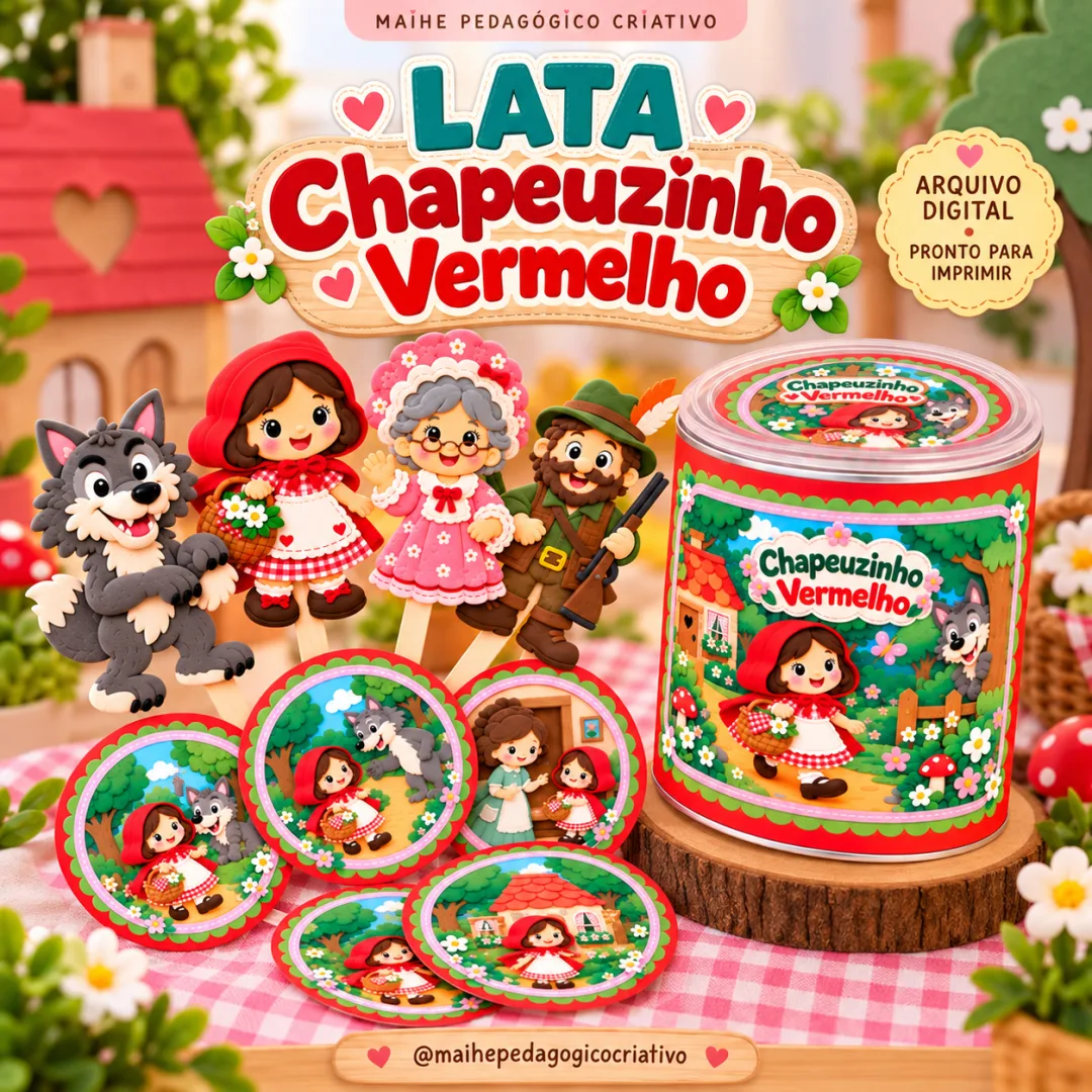Lata De História — Chapeuzinho Vermelho - Educação Infantil - Arquivo Digital - Kit