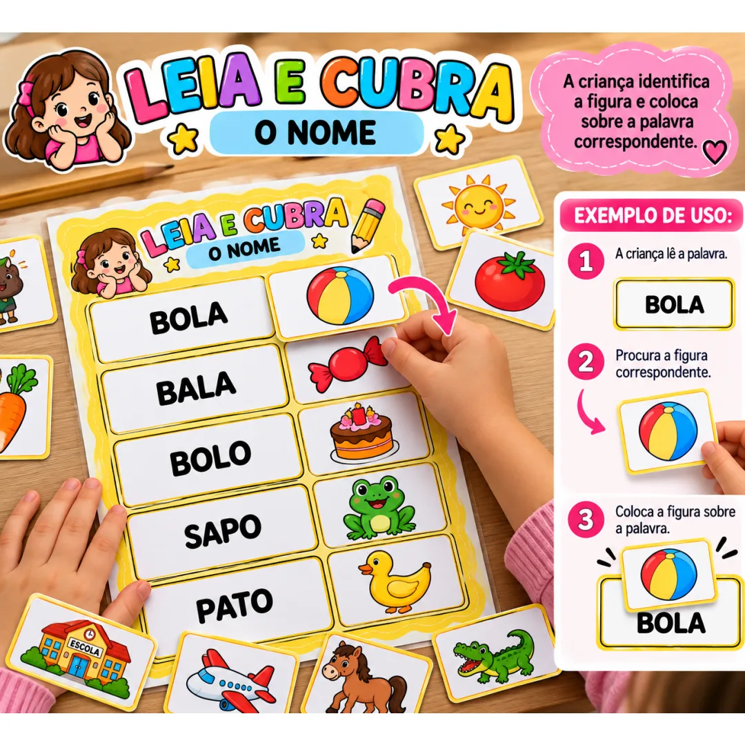 Leia e Cubra o Nome — Atividade de Alfabetização em PDF