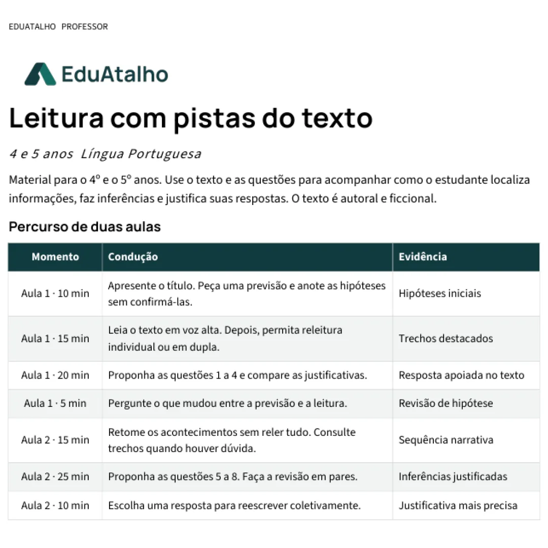 Leitura com Pistas do Texto – Localização, Inferência e Justificativa em PDF
