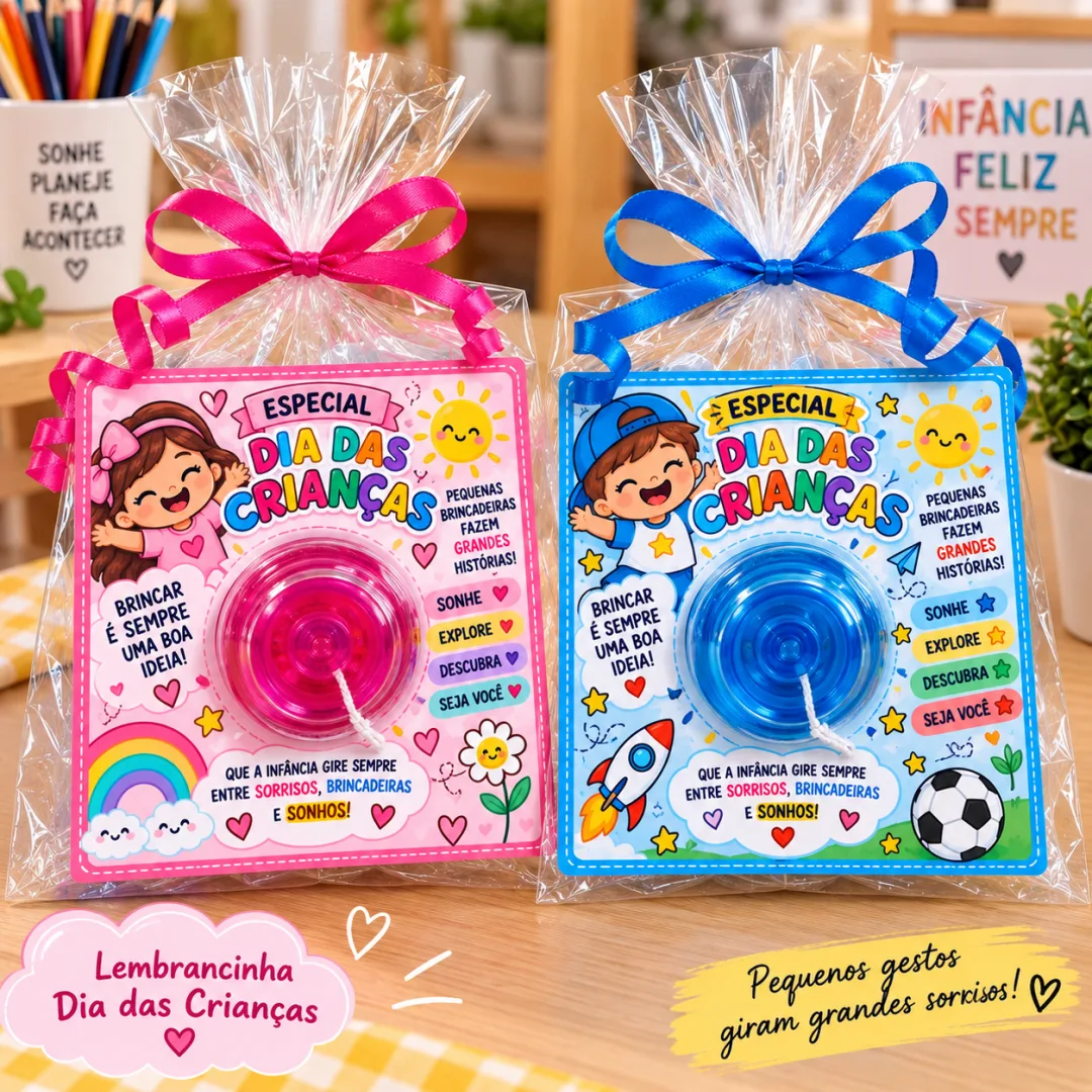 Lembrancinha Dia das Crianças – Tag para Ioiô Infantil Menina e Menino em PDF